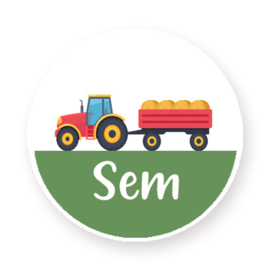 Schoenstickers met naam tractor type Sem