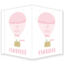 Geboortebord meisje - Geboortebord raam  met een luchtballon type Isabelle