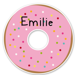 Naamstickers in vorm met een leuke donut