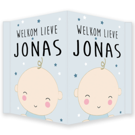 Geboortebord jongen - Geboortebord raam met een leuke baby type Jonas