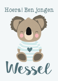 Geboortebord - Geboortebord raam met een leuke koala type Wessel