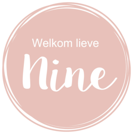 Geboortesticker raam oud roze met cirkels type Nine