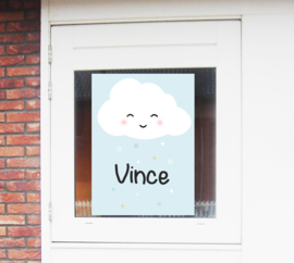 Geboortesticker wolkje met sterretjes full colour type  Vince