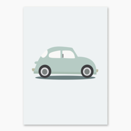 Poster mint met een volkswagen auto - poster babykamer of kinderkamer