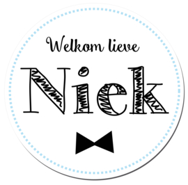 Geboortesticker full colour met strikje type Niek