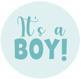 Geboortesticker full colour met de tekst 'It's a boy'