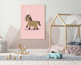 Poster met een leuk paard - poster babykamer of kinderkamer