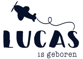 Geboortesticker met vliegtuigje type Lucas