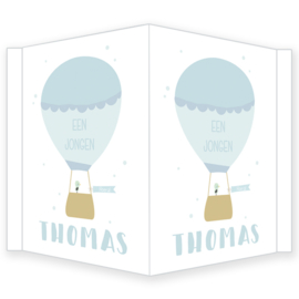 Geboortebord - Geboortebord raam met een mooie luchtballon type Thomas