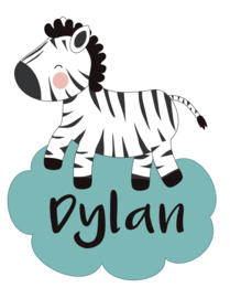 Geboortesticker met een zebra type Dylan