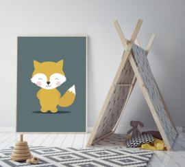 Poster met een leuke vos - poster babykamer of kinderkamer