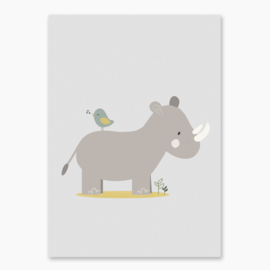 Poster met een neushoorn - poster babykamer of kinderkamer