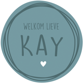 Geboortesticker full colour met cirkels en een hartje type Kay