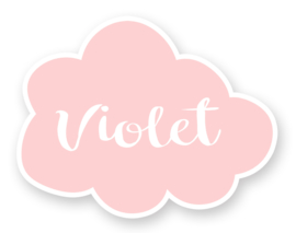 Geboortesticker roze wolk full colour type Violet