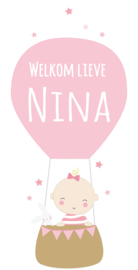 Geboortesticker baby met luchtballon full colour type Nina