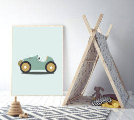 Poster met stoere raceauto - poster babykamer of kinderkamer