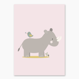 Poster met een leuke neushoorn - poster babykamer of kinderkamer