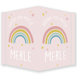 Geboortebord - Geboortebord raam met leuke regenboog type Merle