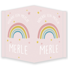 Geboortebord meisje - Geboortebord raam met leuke regenboog type Merle