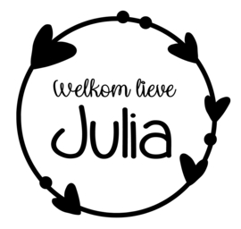 Geboortesticker cirkel met leuke hartjes type Julia