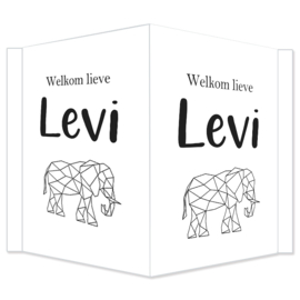 Geboortebord - Geboortebord met een stoere geometrische olifant type Levi