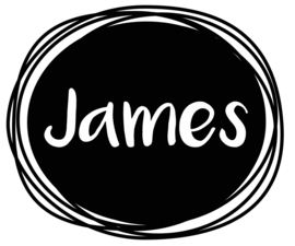 Geboortesticker zwart wit ovaal type James