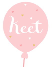 Geboortesticker roze ballon type Keet