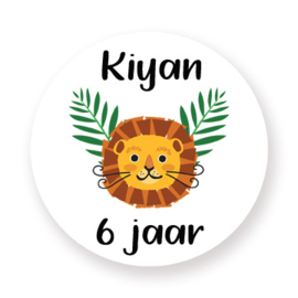 Traktatie stickers met naam jungledieren leeuw - 24 stuks