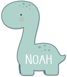 Naamstickers in vorm met een super leuke dinosaurus