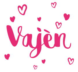 Geboortesticker met kleine en grote hartjes type Vajèn