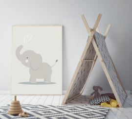 Poster met een olifant- poster babykamer of kinderkamer