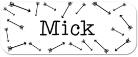 Naamstickers monochroom met pijlen type Mick