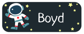 Naamstickers kind met een astronaut type Boyd