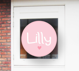 Geboortesticker full colour roze met hartje type Lilly