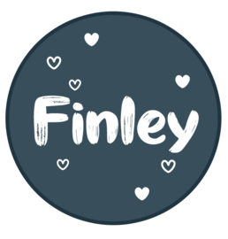 Geboortesticker met hartjes full colour Finley