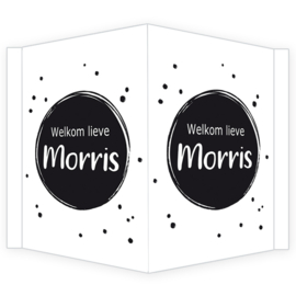 Geboortebord - Geboortebord raam met cirkels met zwarte stipjes type Morris