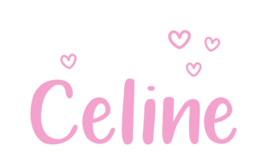 Naamsticker voor op deuren en muren met schattige hartjes type Celine - Naamstickers