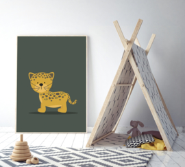 Poster met een leuke jaguar - poster babykamer of kinderkamer
