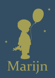 Geboortebord jongen - Geboortebord raam met een silhouette jongetje type Marijn