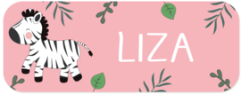 Naamstickers met schattige zebra type Liza