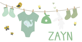 Geboortesticker full colour met waslijn type Zayn