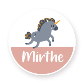 Schoenstickers met naam leuke eenhoorn / unicorn  type Mirthe