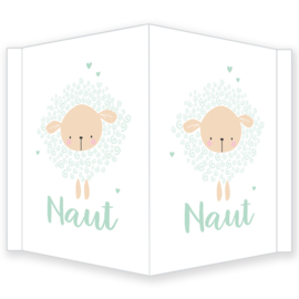 Geboortebord - Geboortebord raam met een schattig schaapje type Naut