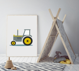 Poster met een leuke tractor - poster babykamer of kinderkamer