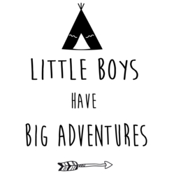 Muursticker cirkel babykamer kinderkamer met de tekst Little boys have Big adventures - Muurstickers babykamer kinderkamer