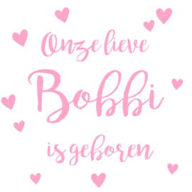 Geboortesticker met leuke hartjes type Bobbi