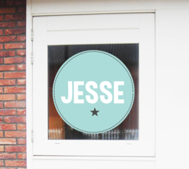 Geboortesticker cirkel met ster full colour type Jesse