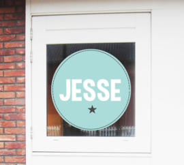 Geboortesticker raam stoere cirkel met ster type Jesse