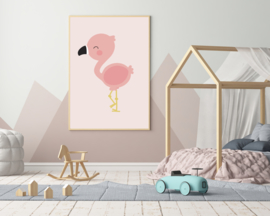 Poster met een flamingo - poster babykamer of kinderkamer