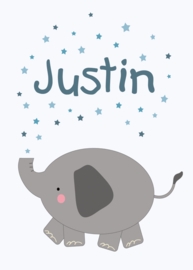 Geboortebord - Geboortebord raam met een olifantje type Justin